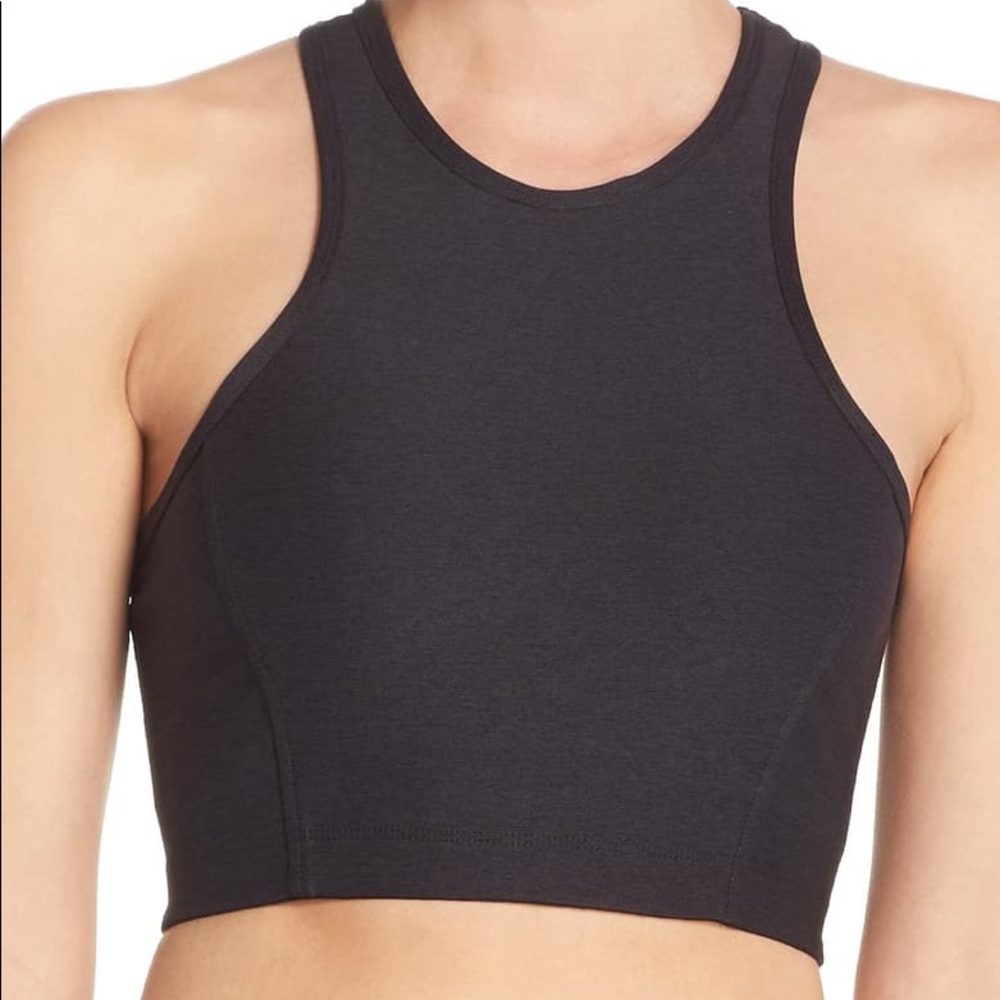 Outdoor Voices Charcoal High-Neck Crop Tank